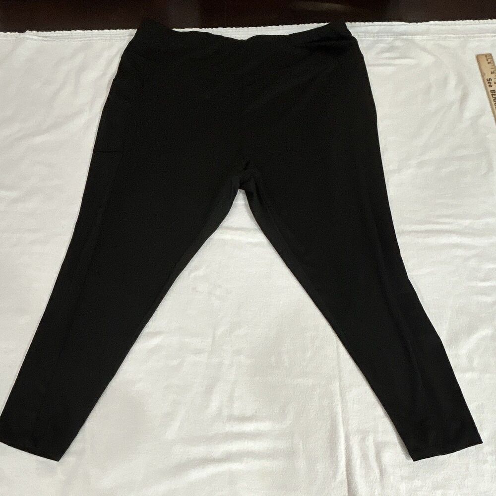 Zone Pro Women's Black Solid Ankle Leggings 2X Stretch High Rise 26" Inseam